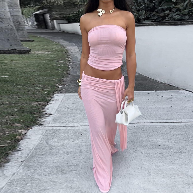 Tuularose Pink Long Dress 2-Pi - Strapless Bra Backless avis et prix