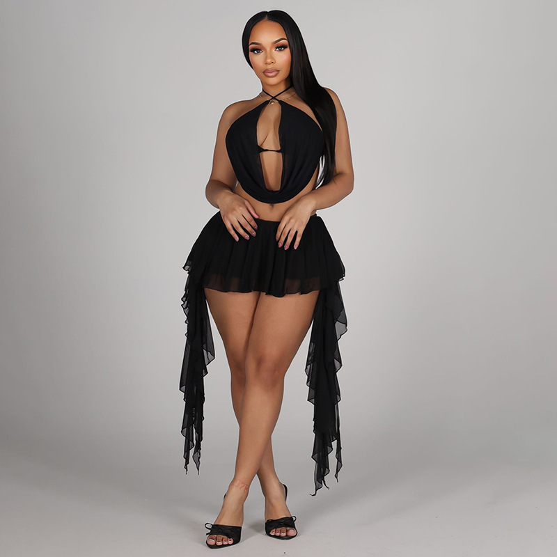Women Sexy Solid Mesh 2 Piece  - Cami Top Lace avis et prix