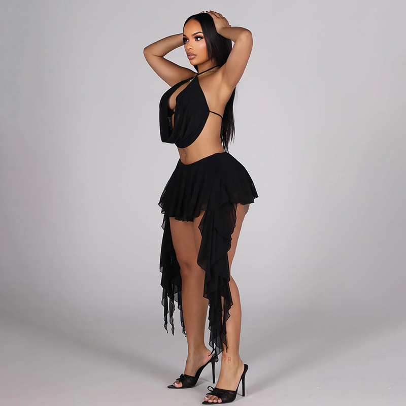 Women Sexy Solid Mesh 2 Piece  - Cami Top Lace avis et prix