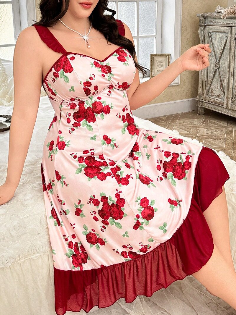 Plus Size Women's Floral Print - Cami Top Lace avis et prix