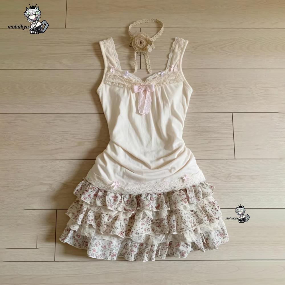 Women Y2K 2Pcs Outfit Set Lace - Cami Top Lace avis et prix