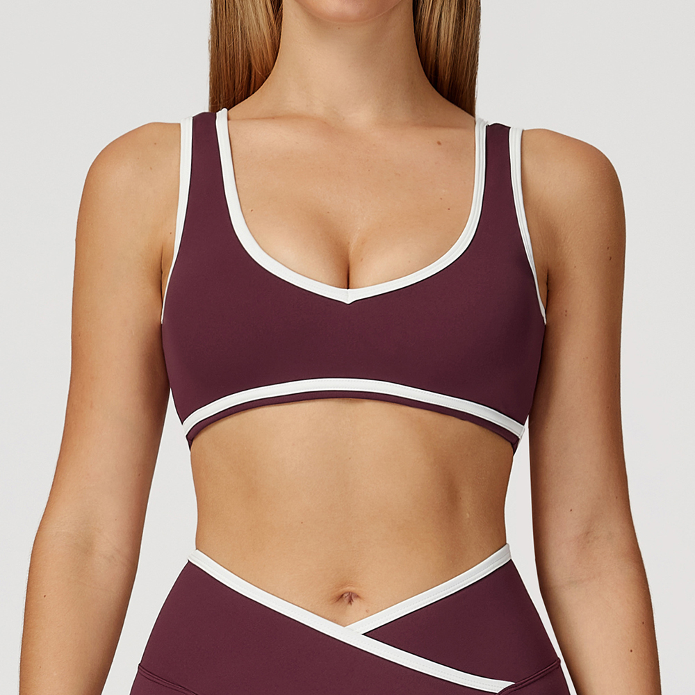 V-Neck Sports Bra Women Top Pu - Push Up Bra Padded avis et prix