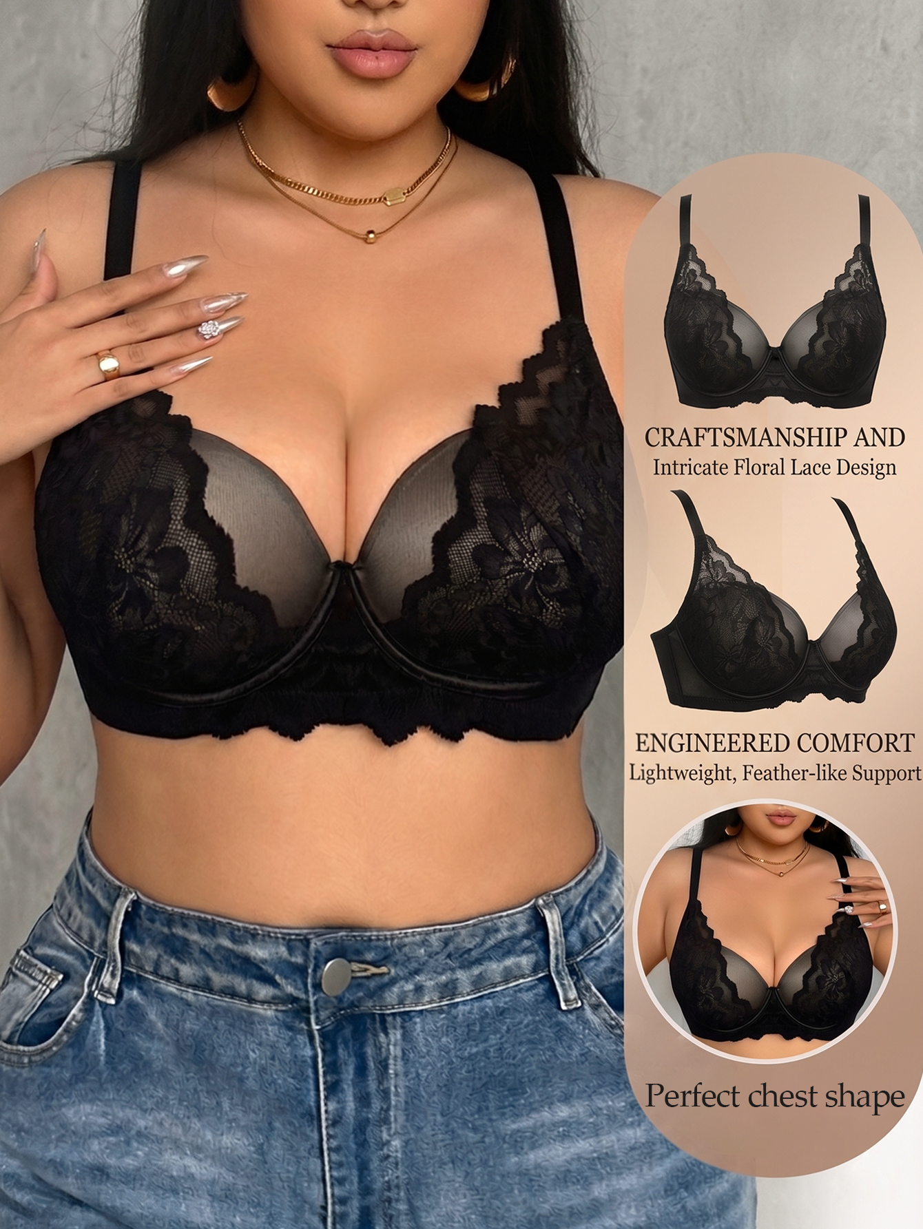 Wide Strap Plus Size Women Bra - Push Up Bra Padded avis et prix