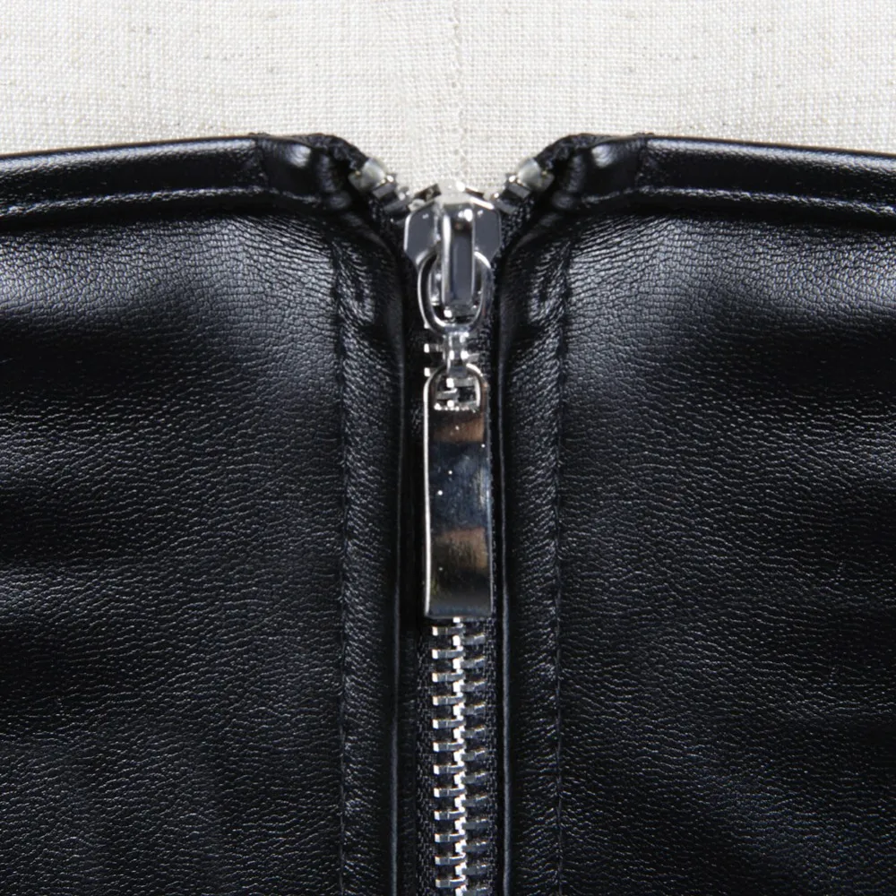 Black Short Zipper PU Faux Lea - Corset Waist Cinch avis et prix