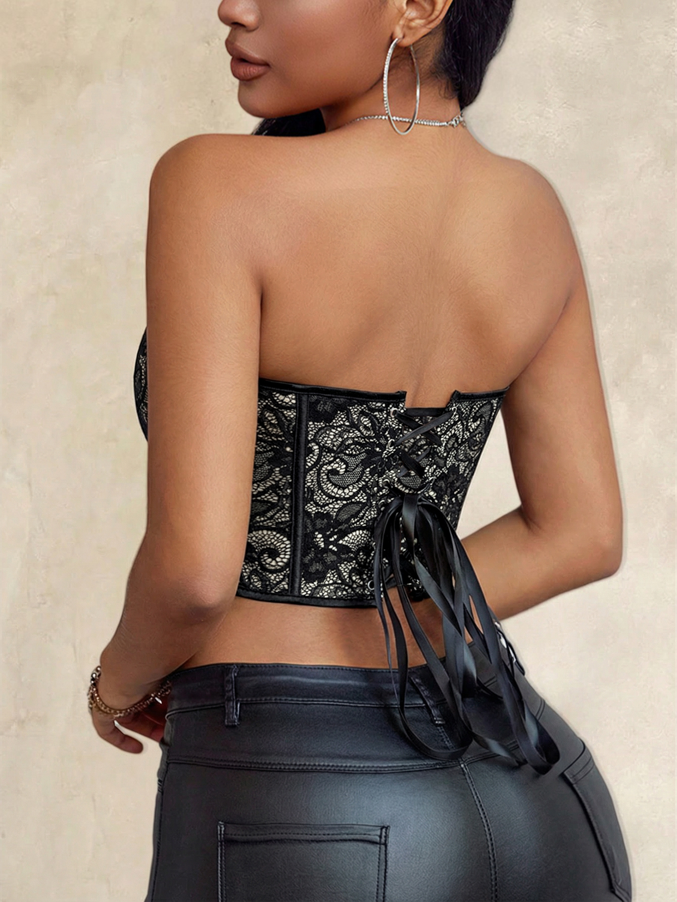 Sexy black lace heart-shaped s - Strapless Bra Backless avis et prix