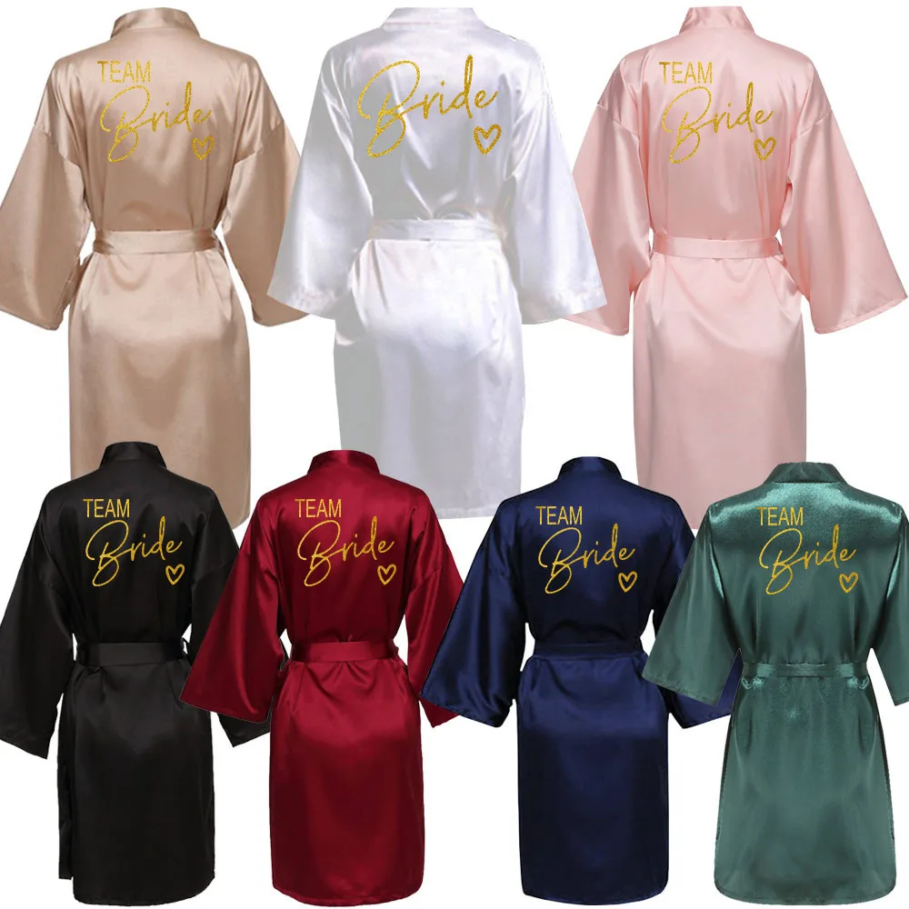 Wedding Party Team Bride Robe  - Robe Silk Women avis et prix