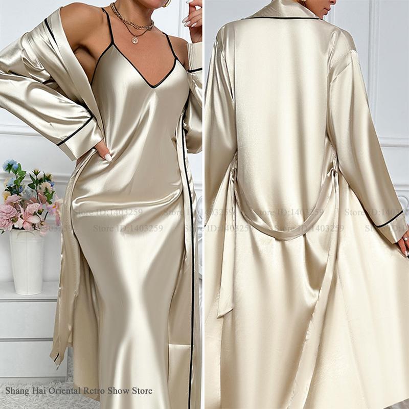 Sexy Long Twinset Robe Set Che - Robe Silk Women avis et prix
