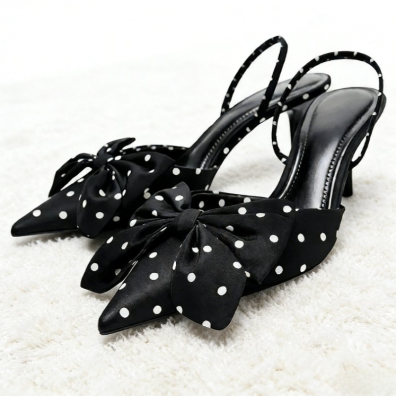 Brown Polka Dot Butterfly Knot - Slip Dress Satin avis et prix