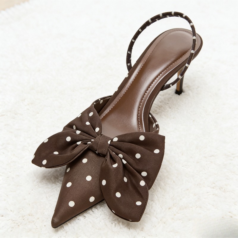 Brown Polka Dot Butterfly Knot - Slip Dress Satin avis et prix
