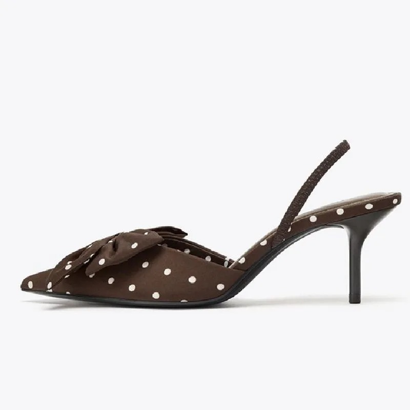 Brown Polka Dot Butterfly Knot - Slip Dress Satin avis et prix