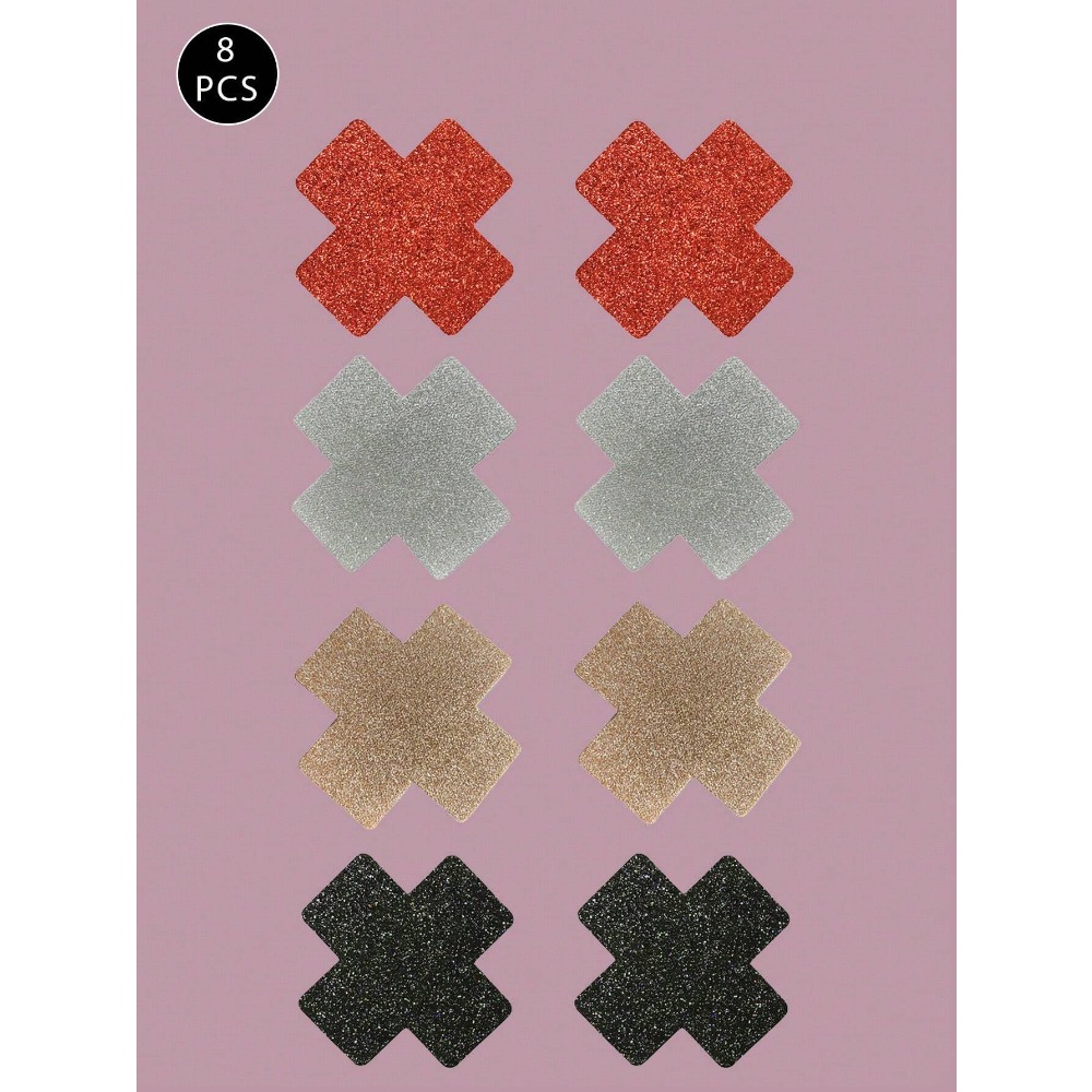 8pcs Glitter Cross Nipple Past - Nipple Cover Pasties avis et prix