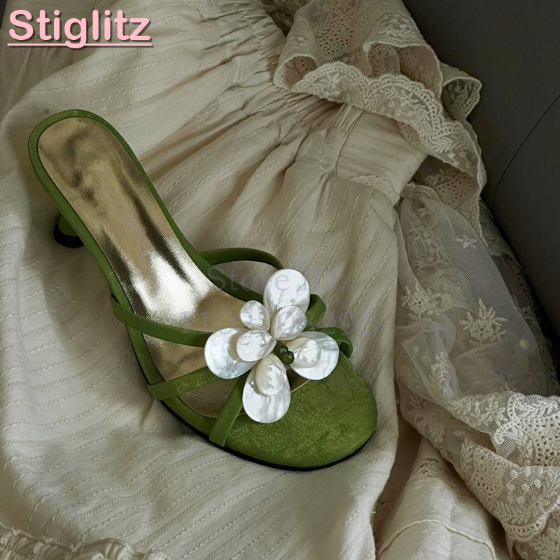 White Flower High Heels Slippe - Slip Dress Satin avis et prix