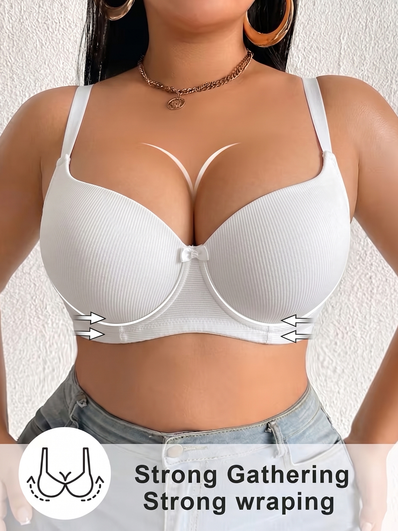 Plus Size Ribbed Women Bra Thi - Push Up Bra Padded avis et prix
