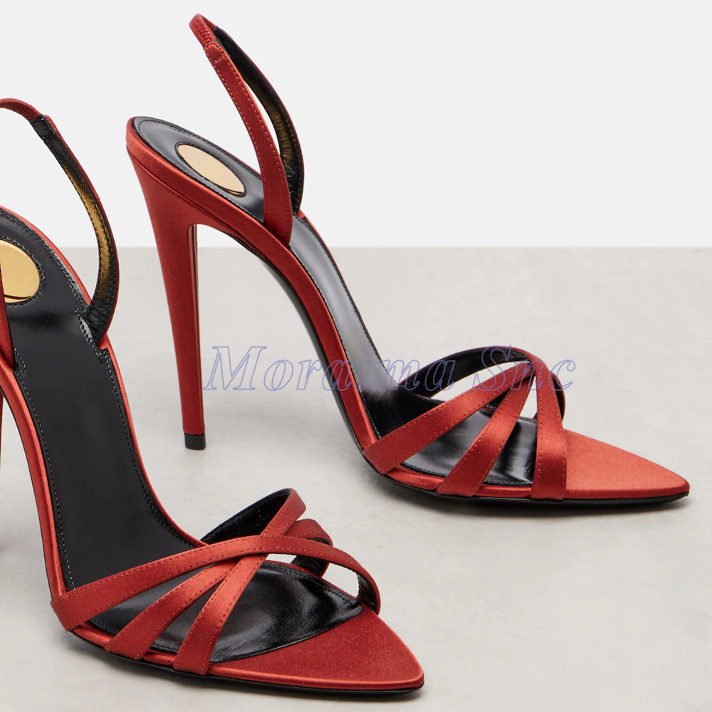 Satin Pointed Toe Cross Strap  - Slip Dress Satin avis et prix