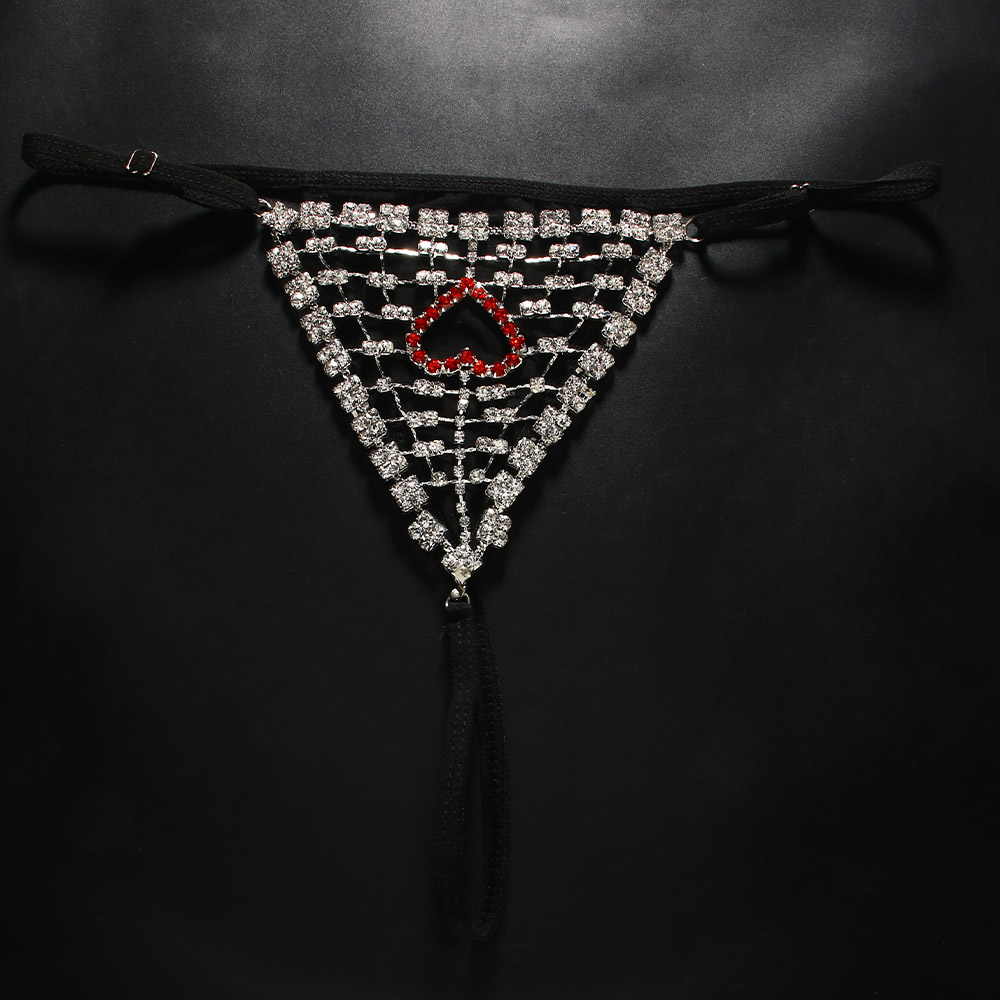 Rhinestones Heart Hollow Thong - Thong Bikini Women avis et prix