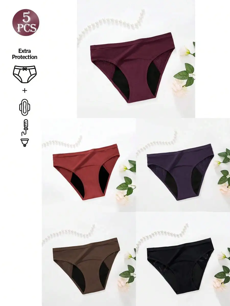 5 Pcs Women Solid Color Absorb - Period Panty Absorbent avis et prix